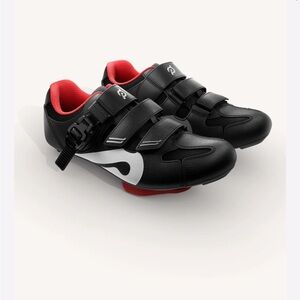Peloton Black Red and White Women's Cycling Shoes with Dial Closure